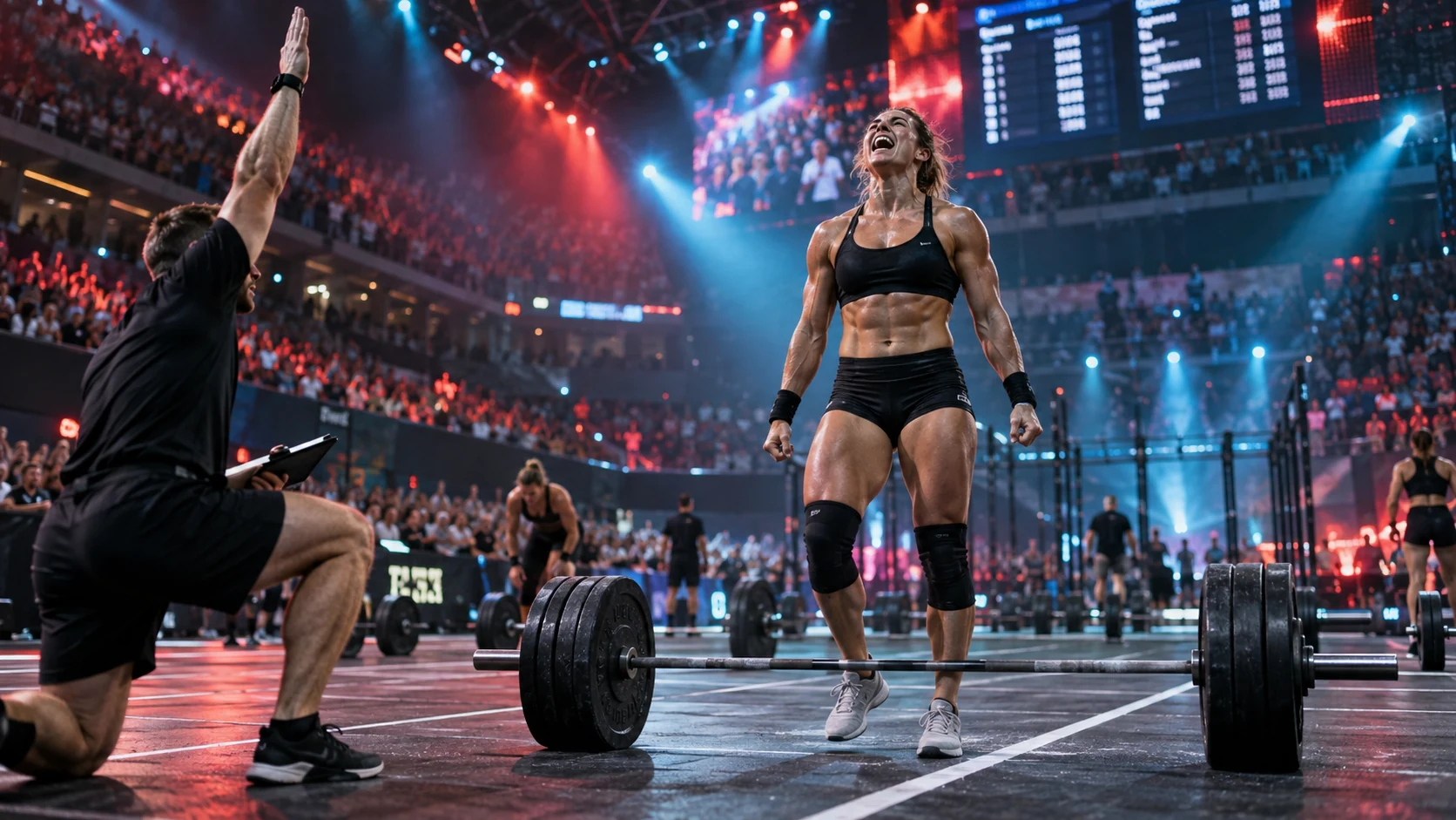 CrossFit Open tävling med atlet och skivstång